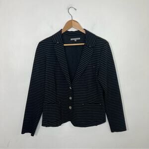 Anthropologie Uncle Frank Black Gray Striped Blazer Size 10